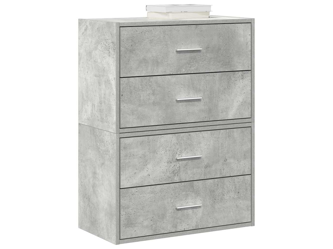 Vidaxl Armários Com 4 Gavetas 2 Pcs 60x31x40 Cm Cinzento Betão