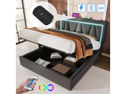 Cama 140x200 com Led Usb c e Arrumação