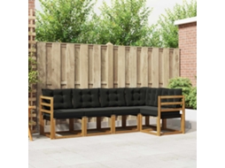 Vidaxl Conjunto De Sofás Para Exterior 5 Unid. Natural E Preto