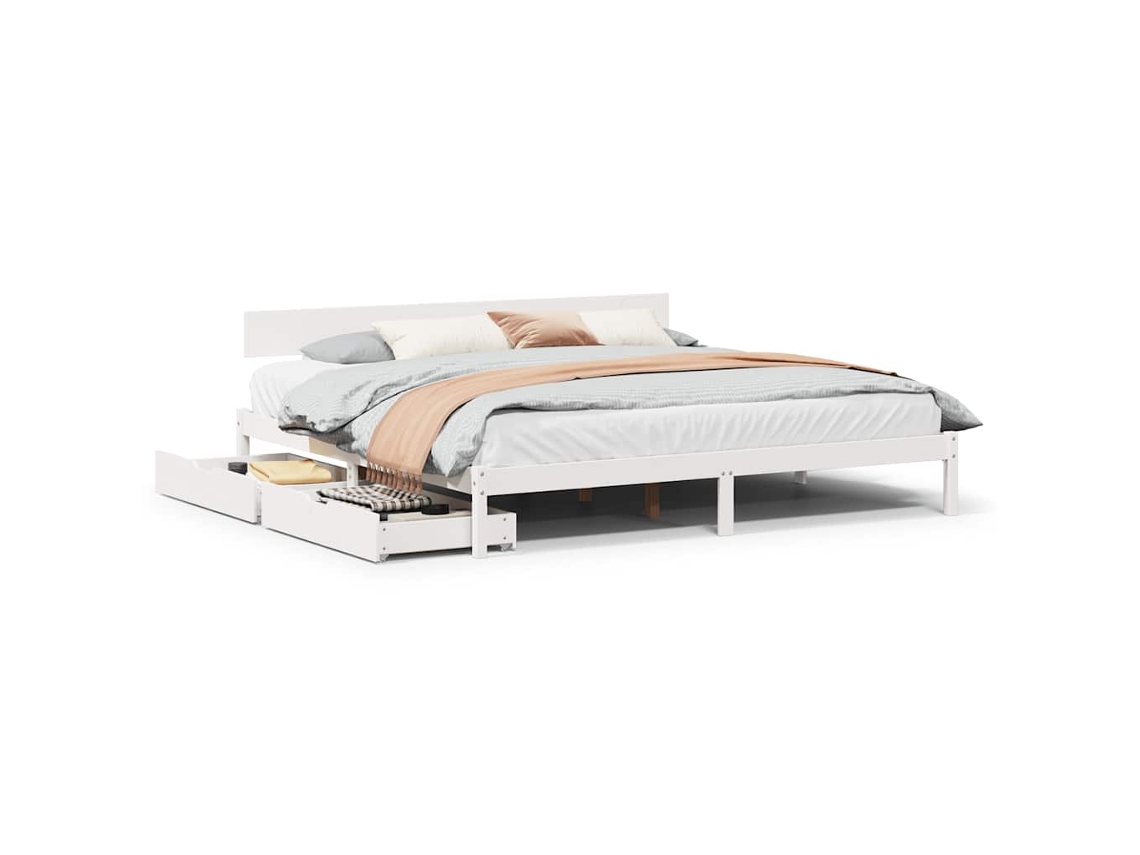 Bed Frame, Bed Frames Vidaxl Branco Madeira De Pinho (180 X 200 Cm)
