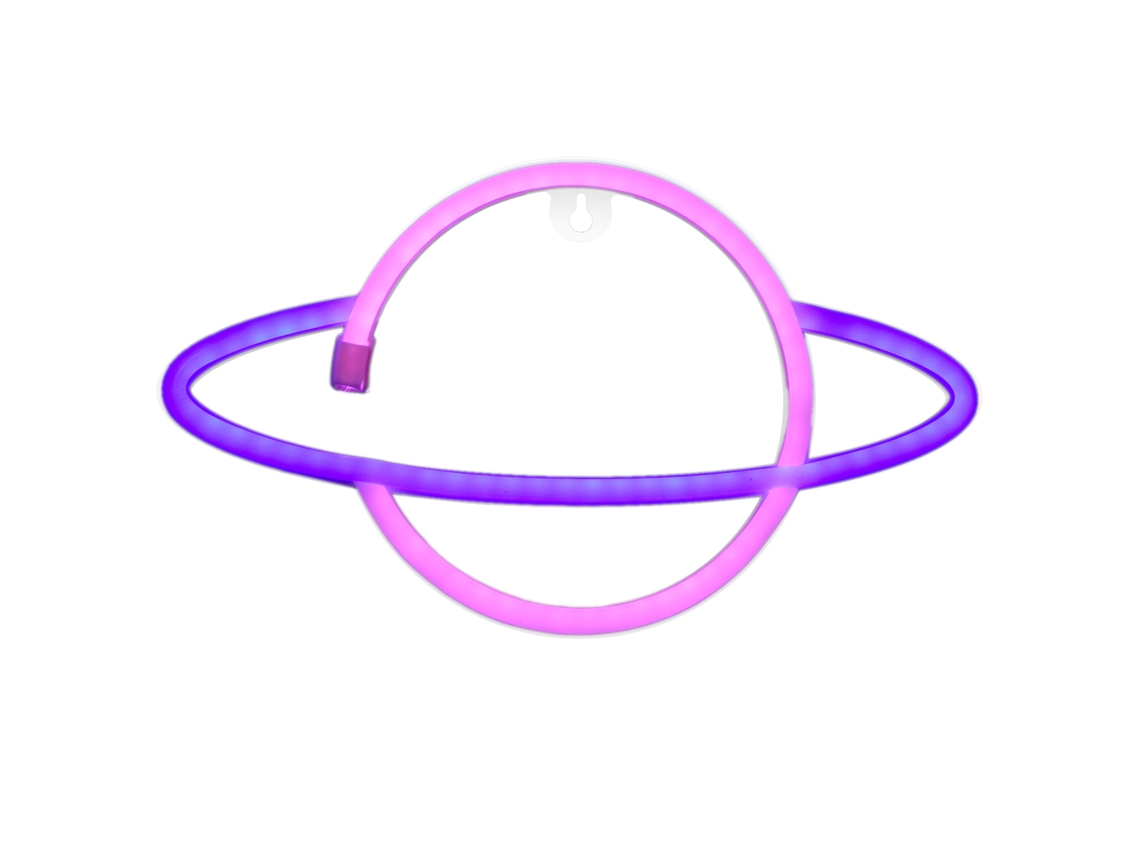 Lâmpada de Neón Planetária Led Rosa/azul Decorativa Usb/bateria para Quarto Sala de Estar | S/MARCA