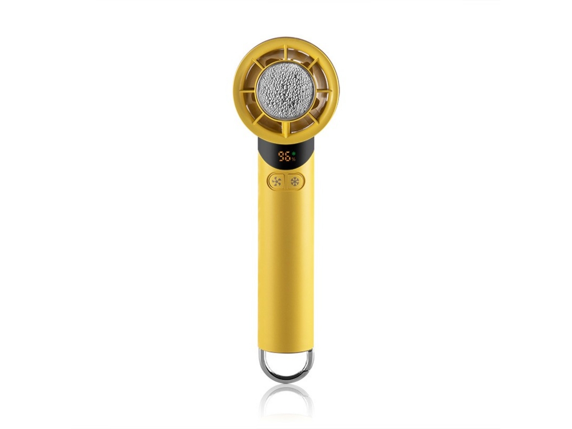 Ventilador Portátil De Mão Com Resfriamento Termoelétrico E De Cerâmica Gelada, Recarregável Via Usb, Visor Led Digital, Mosquetão Retrátil