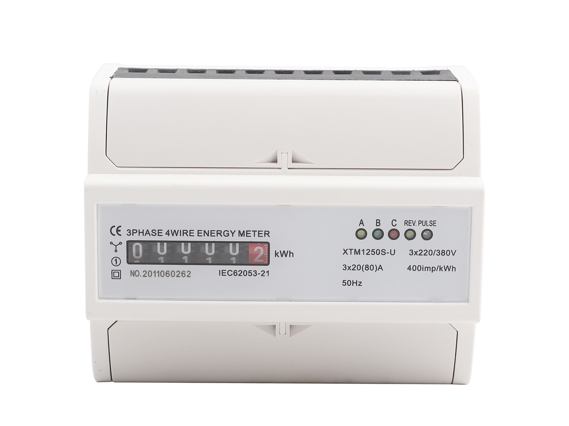 Medidor Elétrico Digital 3 Fases 4 Fios Din Rail 20(80)a Contador Kwh Eletrônico