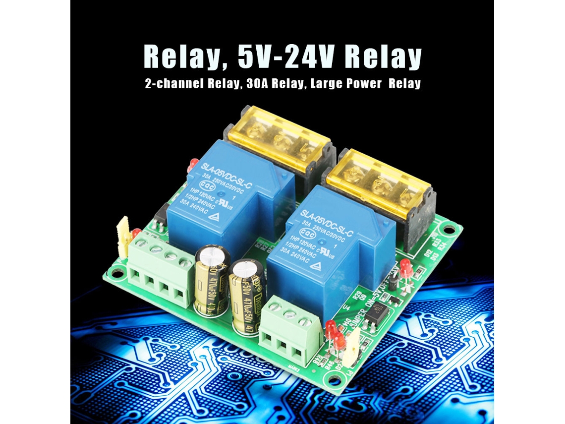 Módulo de Relé de 2 Canais 30a Alta Potência 5v 24v para Plc/mcu | S/MARCA