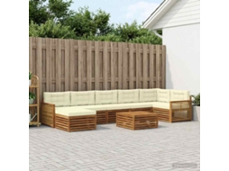 Vidaxl Conjunto De Sofás Para Exterior 8 Unid. Natural E Creme
