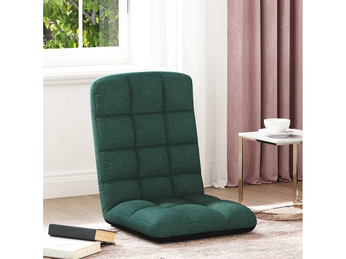 Vidaxl Cadeira De Piso Dobrável 71x51x62 Cm Tecido Verde Escuro