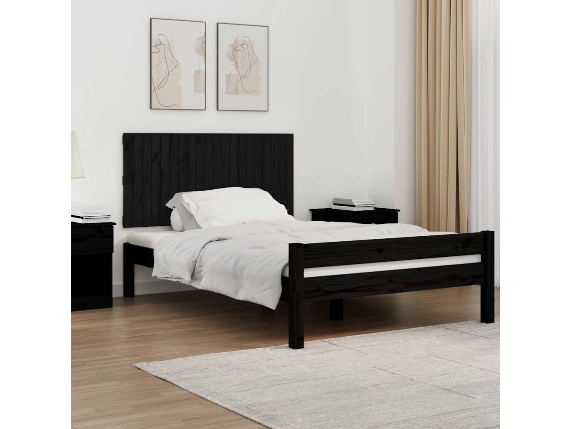 Vidaxl Cabeceira De Parede 127,5x3x60 Cm Madeira De Pinho Maciça Preto