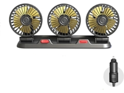 Ventilador Usb Para Carro Com 3 Cabeças – Ajustável Em 360°, 2 Velocidades, Silencioso 12v