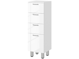 Armário Banheiro Branco 30x30x93cm, Estreito, 3 Gavetas.-uu