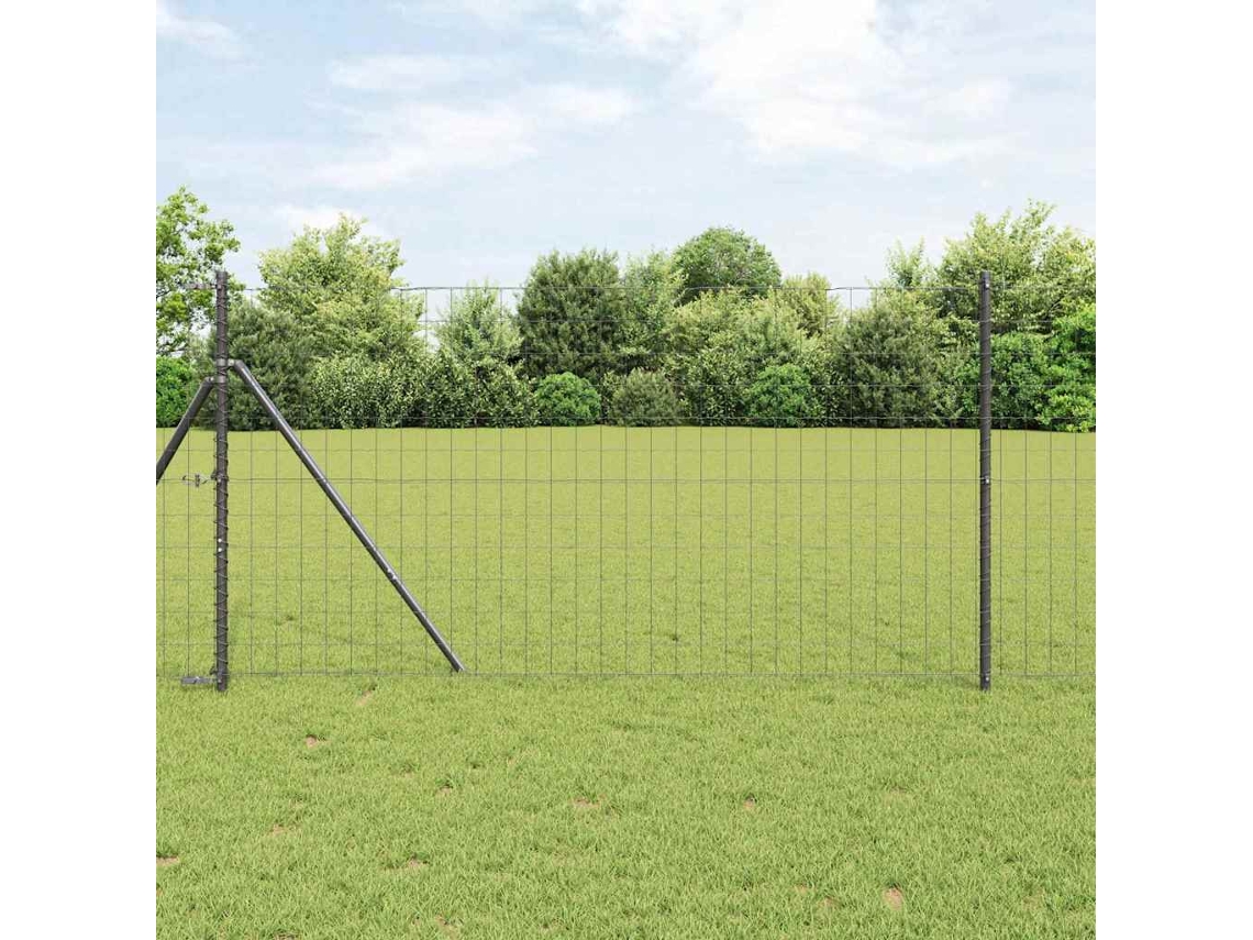 Vidaxl Cerca Euro Cinzeto 1 X 10 M Ferro Revestido De Pvc