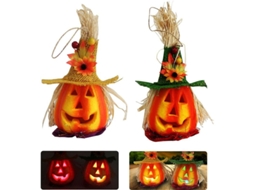 2 Luminárias Abóbora Espuma Luz Piscante Halloween