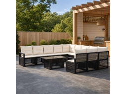 Vidaxl Conjunto De Sofá De Jardim 12 Unid. Preto E Branco Creme