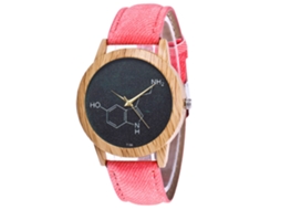 Relógio de pulso casual Zhoulianfa com pulseira de jeans rosa e mecanismo de quartzo.