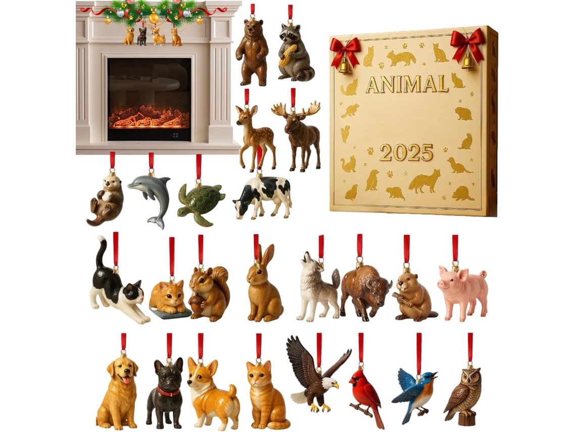 Decoração De Natal Em Acrílico 2d Com Animais Para O Advento De 2025 - 24 Dias |