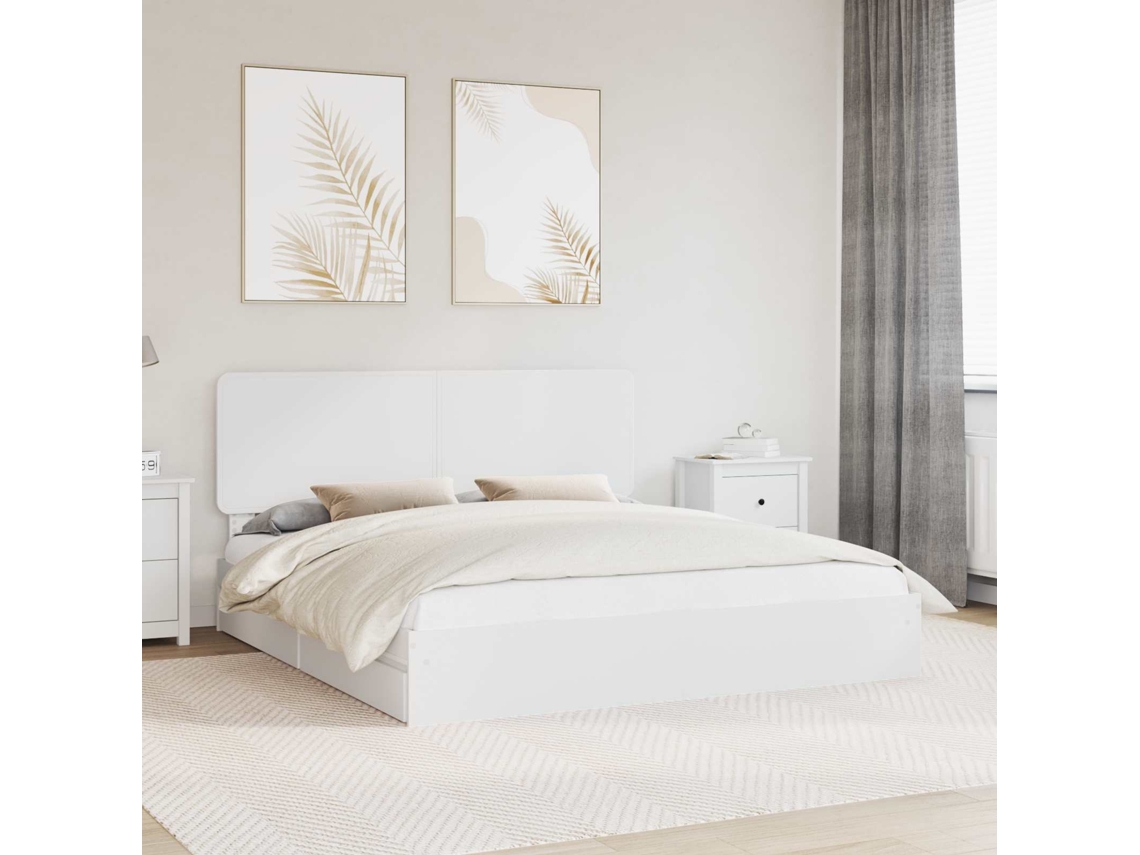 Vidaxl Cama Com Armazenamento Branco 180 X 200 Cm Derivados De Madeira