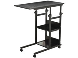 Mesa Lateral Móvel Aglomerado, Metal Cor Preto 80x40x 72-82cm Homcom