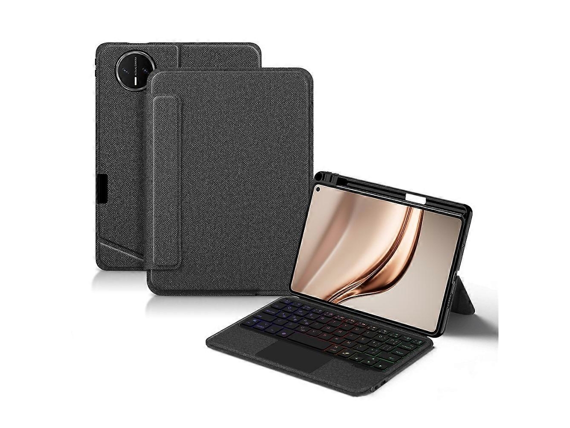 Capa De Couro Compatível Com Huawei Matepad Mini + Teclado Compatível Com Bluetooth Com Trackpad Retroiluminado