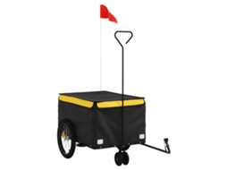 vidaXL Reboque para bicicleta 30 kg ferro preto e amarelo