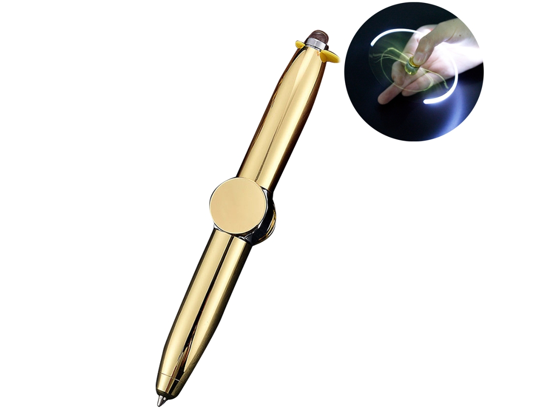 Ats brinquedo de Rotação de Dedos de Metal Multifuncional Caneta com Lanterna para Aliviar o Estresse Presente