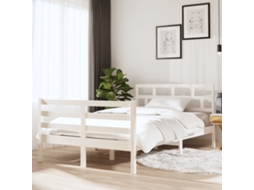 Estrutura Cama Pequena Casal 120x190 Cm Pinho Maciço Branco
