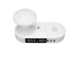 Relógio Luz Noturna Carregador 6 Portas Usb Sem Fio