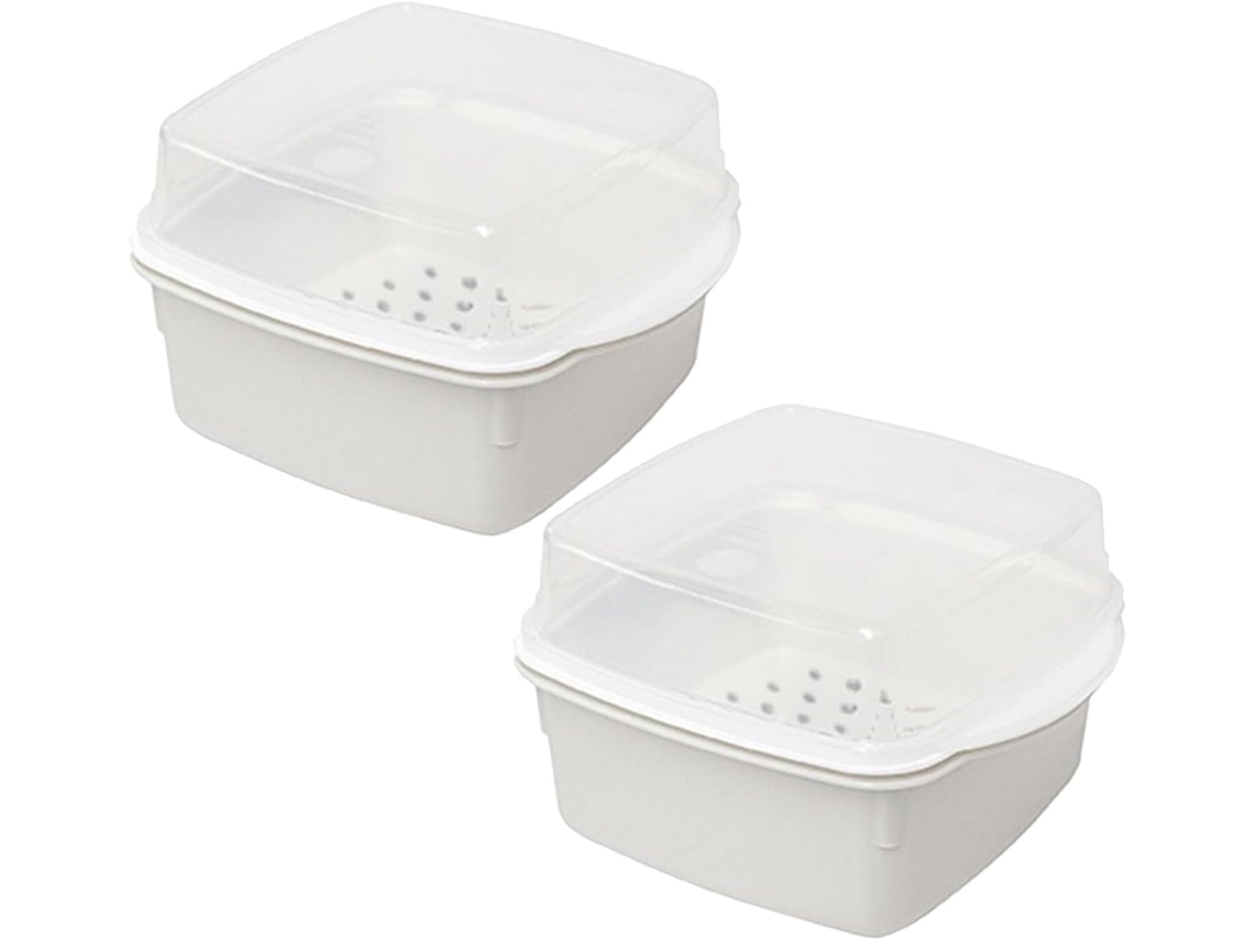 De 2 Peças Para Cozinhar A Vapor No Micro Ondas Com Cesto Removível E Tampa Transparente, Recipiente Para Cozinhar Gokoco