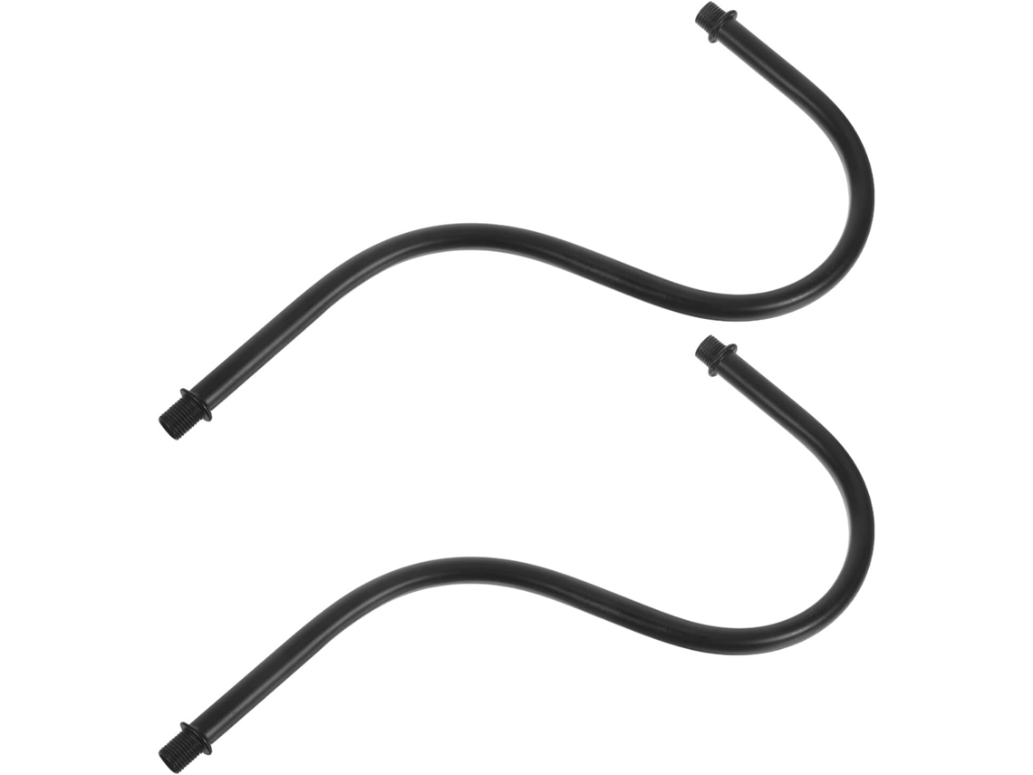 Conjunto de 2 Hastes Metálicas Curvas e Roscadas Pretas para Pendurar Luminárias. Acessórios de Reposição. SFUSHOS