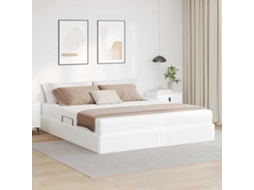 Vidaxl Cama Com Arrumação E Colchão Com Colchão 2 Pcs Branco Couro