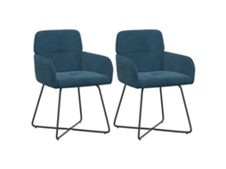 Conjunto 2 Cadeiras De Jantar Vidaxl Azul Veludo (59 X 56,5 X 86 Cm)