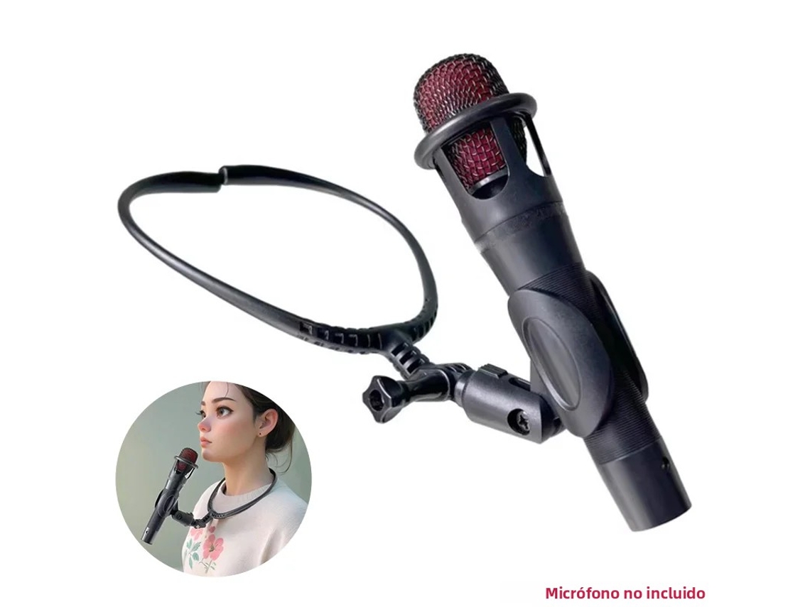Suporte de Microfone com Faixa para Pescoço, Suporte de Microfone Ajustável para Uso com as Mãos Livres. MDUG
