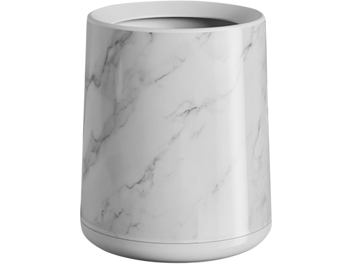 Mini Lixeira De Mármore Branco Para Cozinha E Banheiro, Design Exclusivo, Resistente E Fácil De Limpar