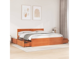 Cama Sem Colchão 180x200 Cm Pinho Maciço Castanho-mel