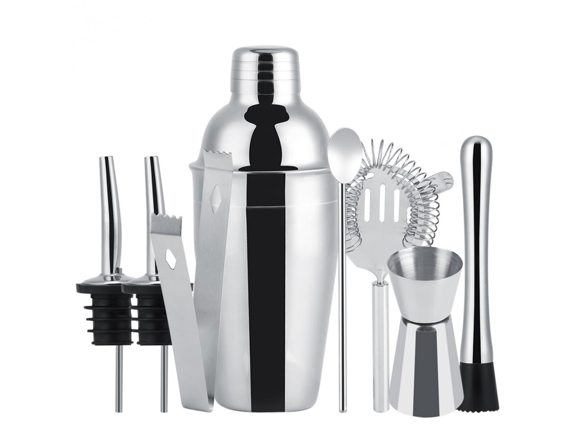 Conjunto De Coquetel Com Coqueteleira 550ml Em Aço Inoxidável hk Prata