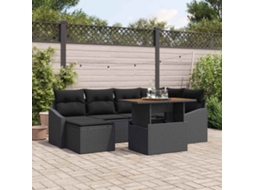 Vidaxl Conjunto de Sofá de Jardim 7 Pcs Preto Rattan Sintético