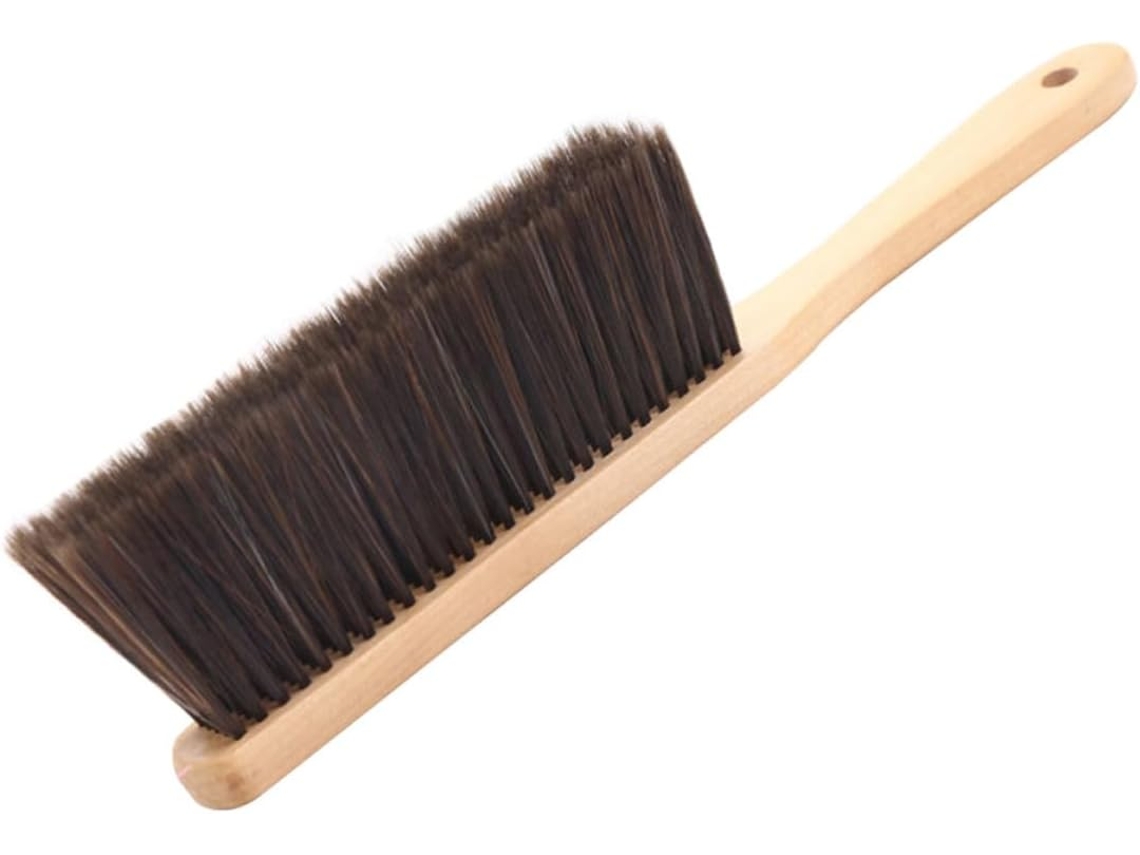 Escova De Bancada Com Cerdas Macias E Cabo Madeira, Leve E Fácil De Guardar, Com Orifício Para Pendurar, Ideal Para