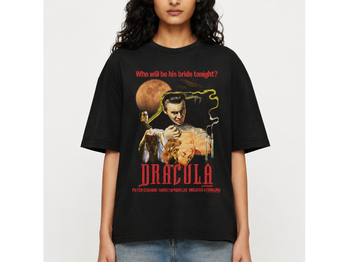 Rockinstone Horror Movies Dracula Moon And Candles Black Adult T-shirt Size:s
