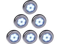 6 Luzes Noturnas Led para Armários de Cozinha Cor Prata Pacote com 6 Unidades Luz Branca Fria 
