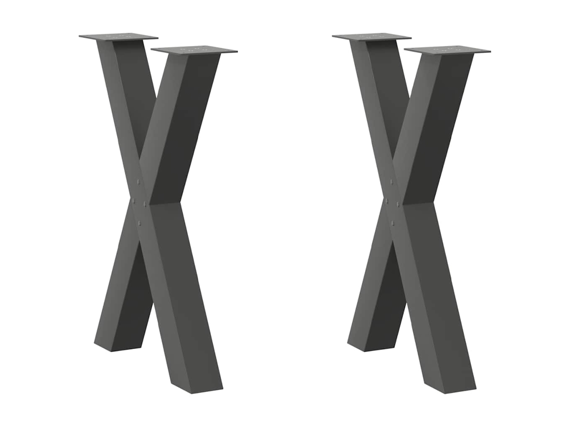 Vidaxl Pés Para Mesa De Jantar Em Formato De X, 2 Peças, Antracite, 50x(72-73) Cm, Aço