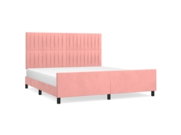 Bed Frame With Headboard, Bed Frames With Headboards Vidaxl Cor-de-rosa Veludo (160 X 200 Cm)