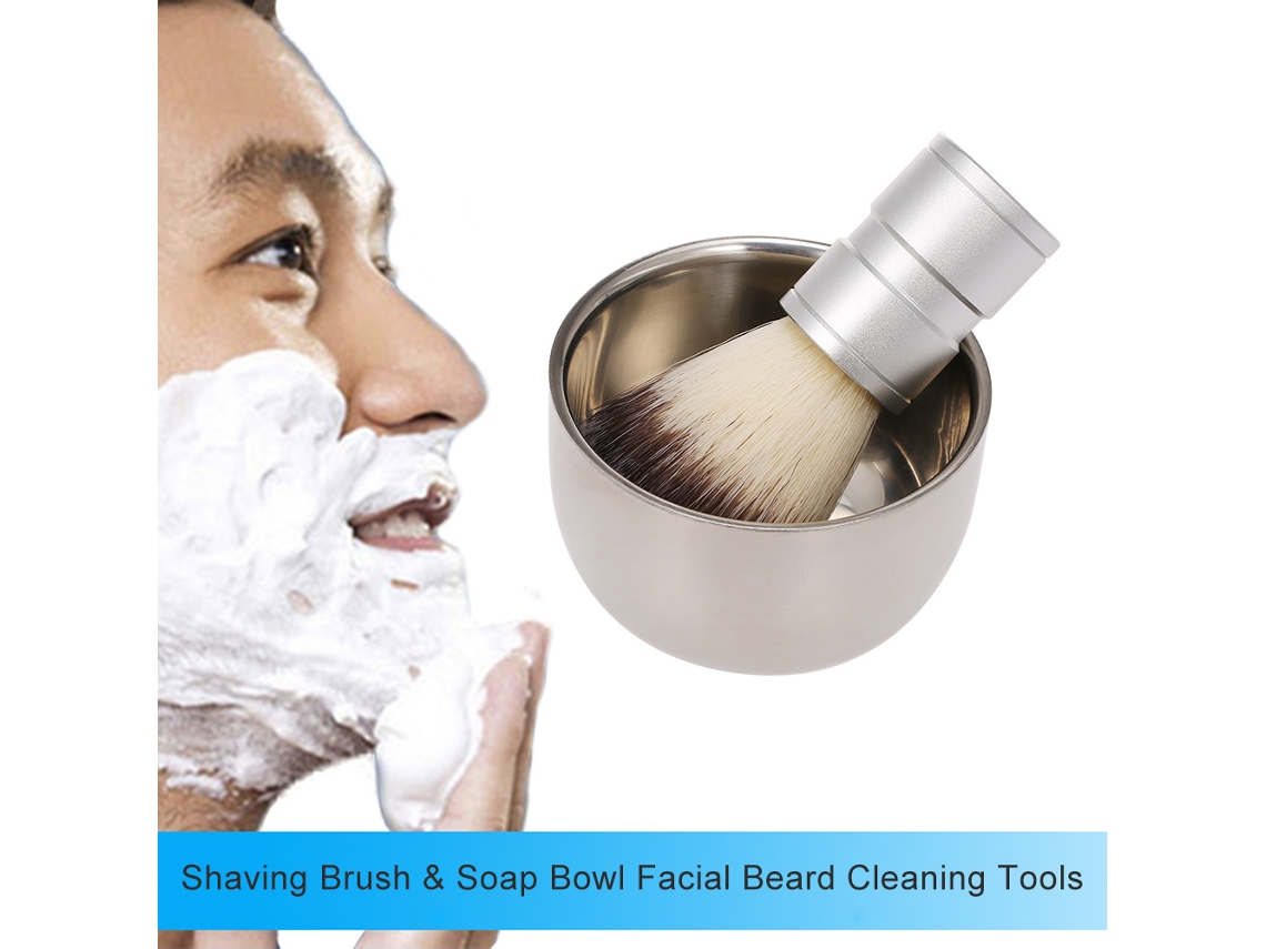 Kit De Barbear Homem Escova Sabonete Copo Aço Inoxidável