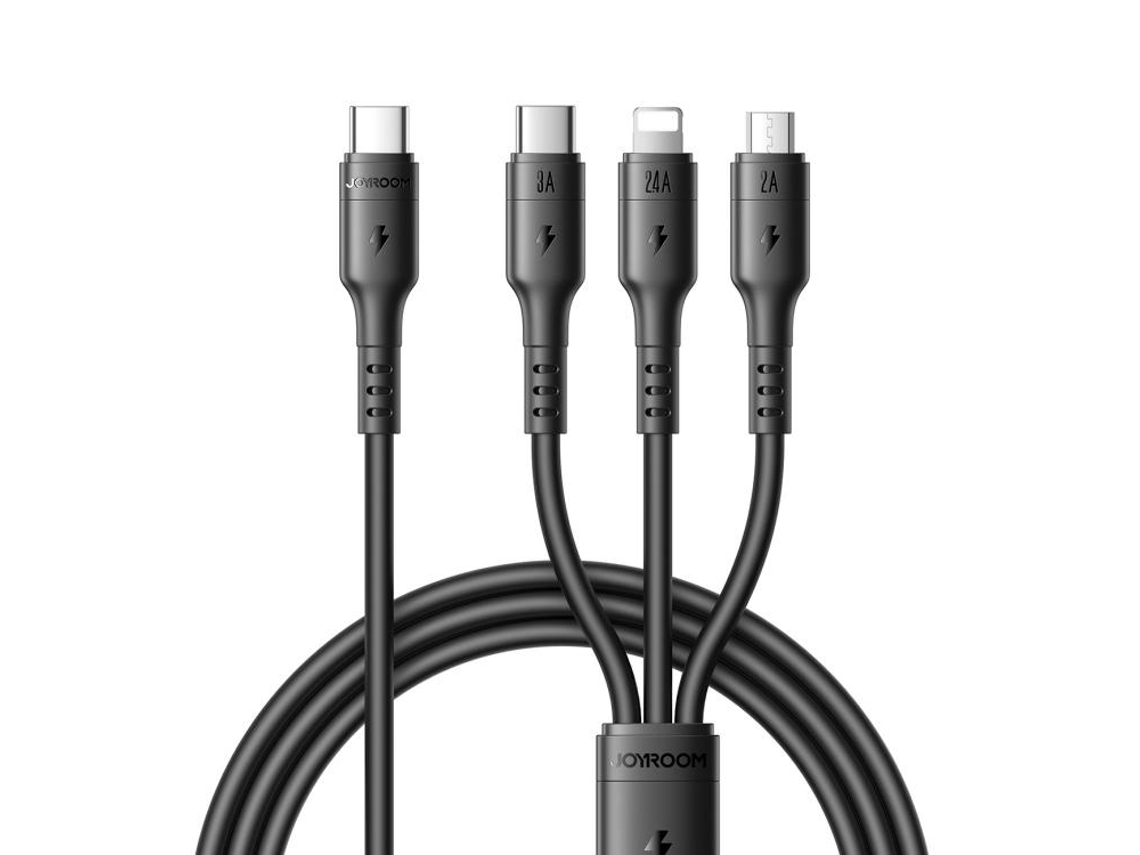Cabo de Carregamento 3.5a Usb C / Tipo C para 8 Pinos + Usb C / Tipo C, Micro Usb 3 em 1, 1,2m branco XIAOMOYU