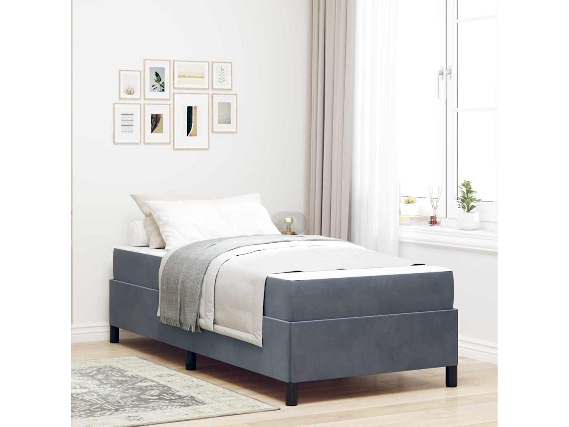 Vidaxl Estrutura da Cama com Colchão Cinza Escuro 80 X 200 Cm Tecido