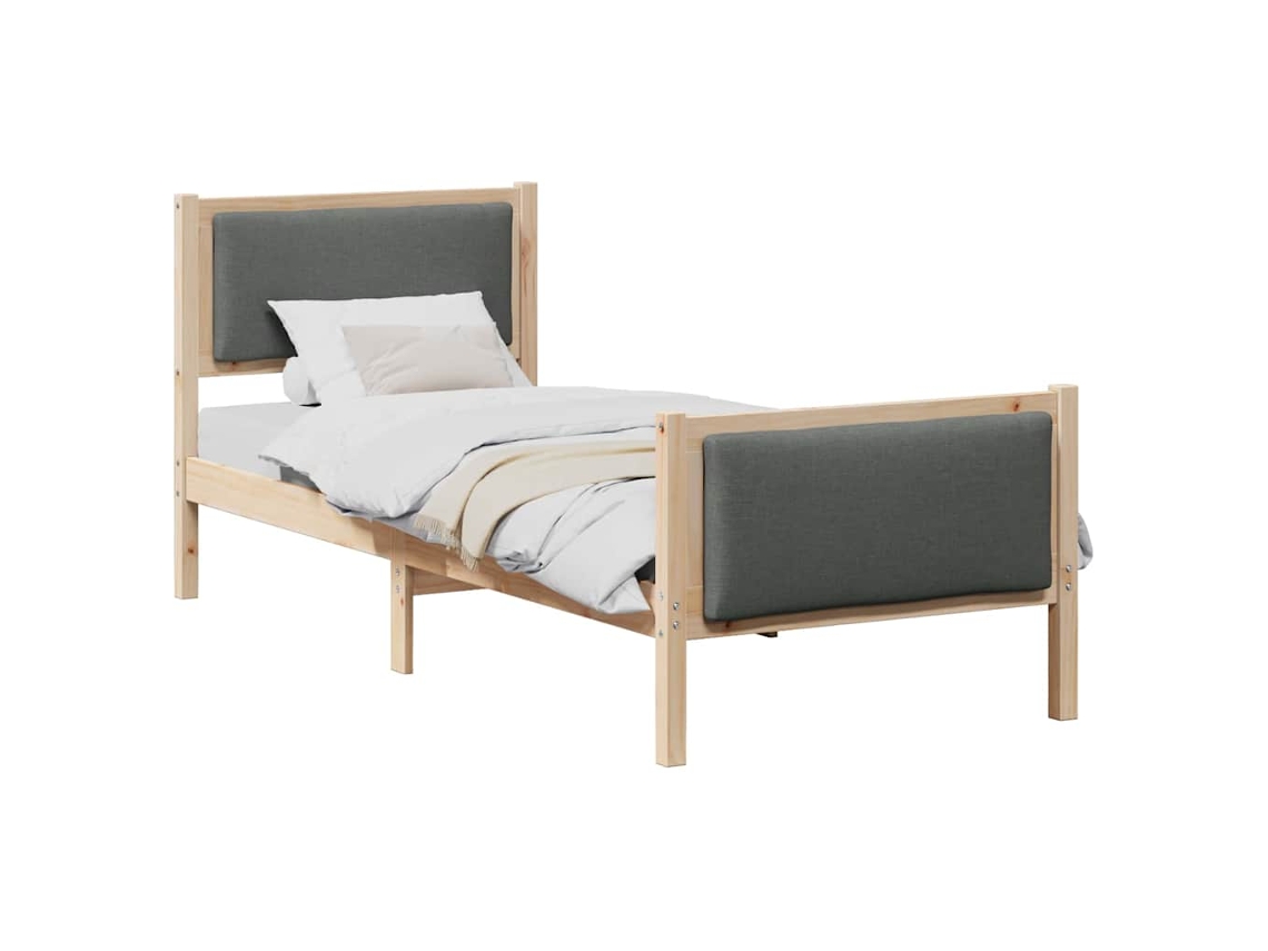 Estrutura da Cama com Cabeceira Cinza Escuro Tecido MAISON EXCLUSIVE 75x190 cm