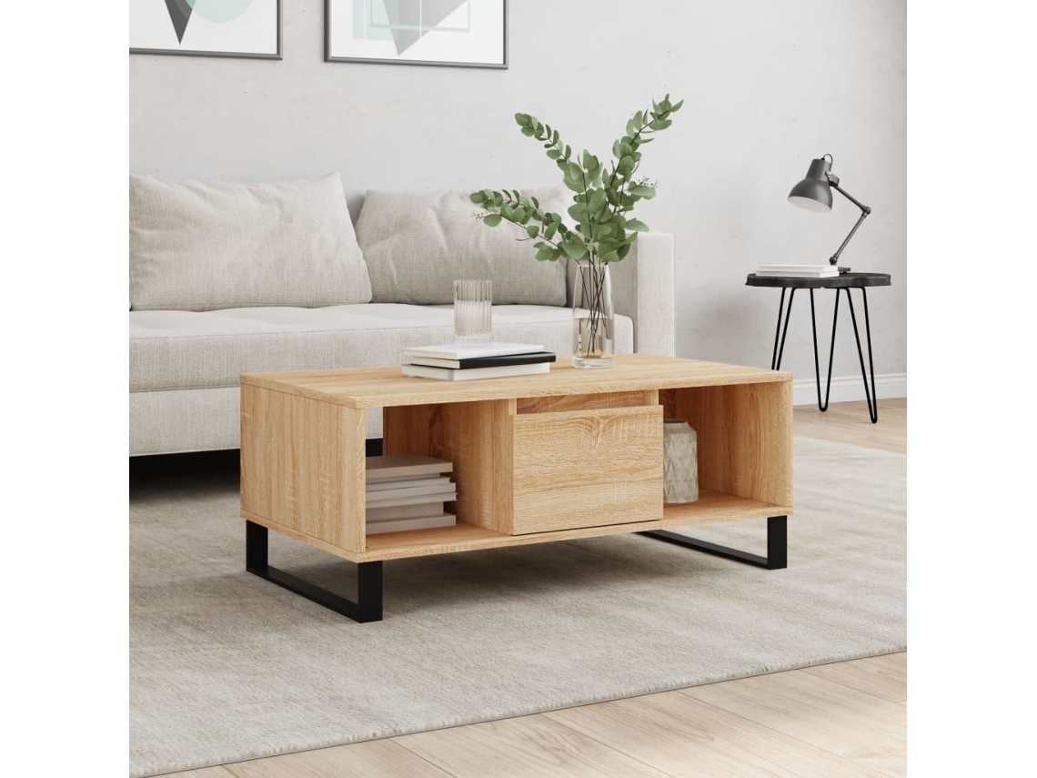 Vidaxl Mesa De Centro 90x50x36,5 Cm Derivados Madeira Carvalho Sonoma