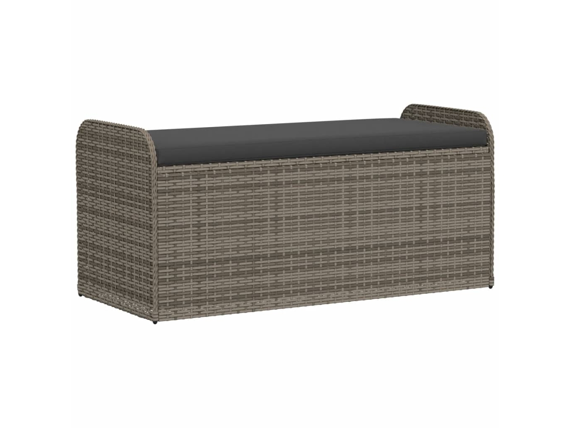 Banco de Arrumação com Almofadão VIDAXL Vime Pe Cinzento 115 X 51 X 52 Cm