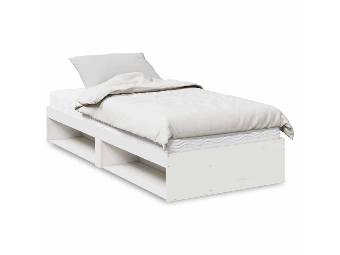Vidaxl Sofá-cama Com Colchão 90x190 Cm Madeira De Pinho Maciça Branco