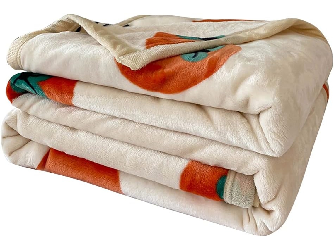 Manta de Inverno Fansu em Fleece com Estampa Nórdica Frutas Flanela Grossa Macia e Quente para Cama Infantil S