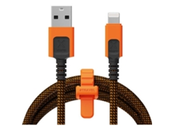 Cabo USB para Lightning XTORM 1,5m laranja, certificado MFi, transferência rápida, resistente