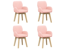 Conjunto 4 Cadeiras Giratórias Vidaxl Rosa Bouclé (54 X 58 X 87 Cm)