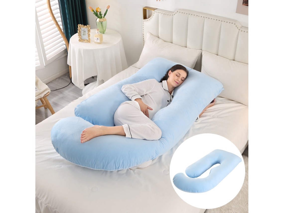 Almofada para Grávidas, Travesseiro para Apoio Abdominal e Cervical, Item Essencial para Maternidade SPQMENT (65x90x175cm azul Celeste)